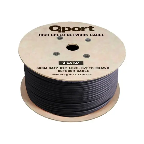 Qport 500M Cat7 Outdoor Ls0h Sıyah 23Awg Halogen Free Kablo (Q-Cato7)