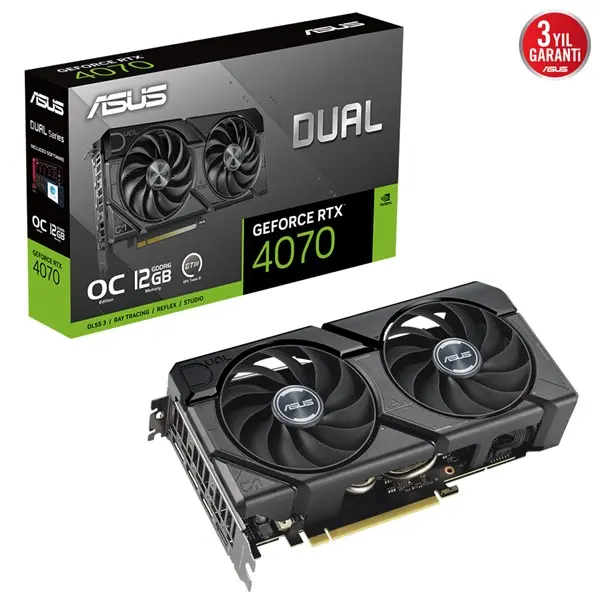 Asus Rtx4070 12Gb Gddr6 192Bıt 3Xdp/Hdmı (Dual-Rtx4070-O12gd6-Evo)