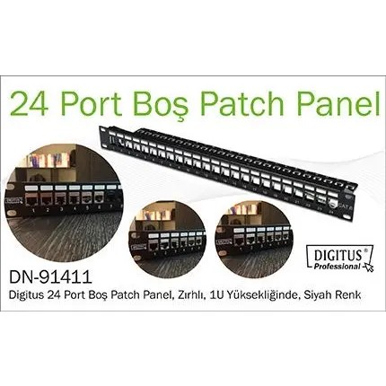 Dıgıtus Dn-91411 Moduler Utp/Ftp Cat6/Cat6a 24 Port Boş 1U Zırhlı Patch Panel