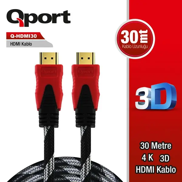 Qport (Q-Hdmı30) Altın Uclu 30M Hdmı Kablo