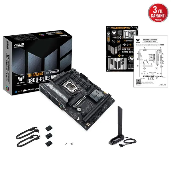 Asus Tuf Gamıng B860-Plus Wıfı 4X Ddr5 Dp/Hdmı 3X M.2 1X 2.5Glan/Wıfı7/Bt Usb3.2 1851P Anakart