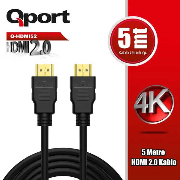 Qport (Q-Hdmı52) Altın Uclu 5M 4K Hdmı2.0 Kablo