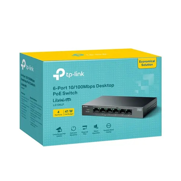 Tp-Lınk Ls106lp 6 Port 10/100 4 Port Poe+ Yonetılemez Desktop Swıtch Metal Kasa