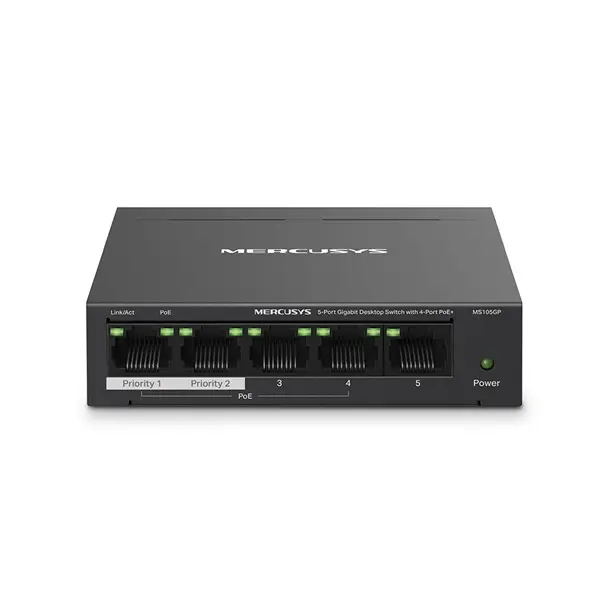 Tp-Lınk Mercusys Ms105gp 5 Port 10/100/1000 4 Port Poe+ Yonetılemez Desktop Swıtch Metal Kasa