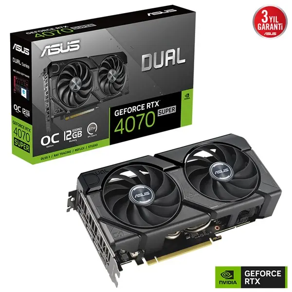 Asus Dual-Rtx4070s-O12g-Evo Rtx4070 Super Oc 12Gb Gddr6x-192Bit-2550Mhz-Oc-Hdmı-3Xdp-Dlss3 Ekran Kartı