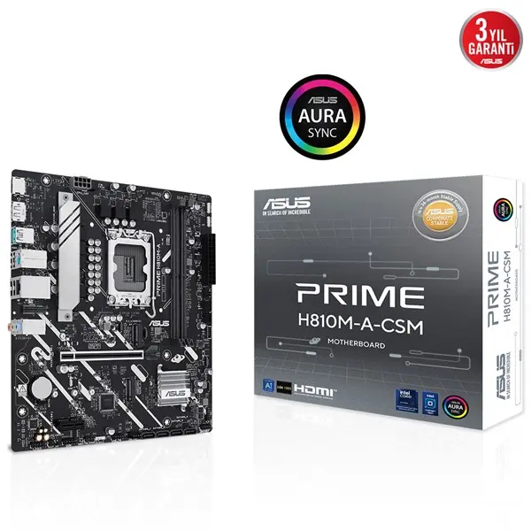 Asus Prıme H810m-A-Csm 1851P Ddr5 Ses Glan Dp/Hdmı Sata3 Usb3.2 Matx