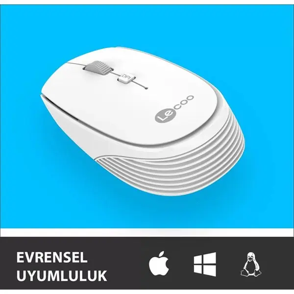 LECOO WS202 USB KABLOSUZ BEYAZ SESSİZ MOUSE