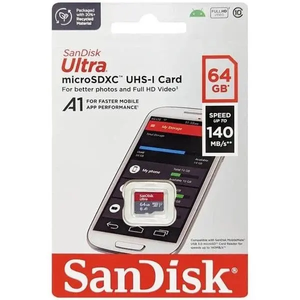 Sandısk Ultra 64Gb Mıcro Sdhc Hafıza Kartı Sdsquab-064G-Gn6mn