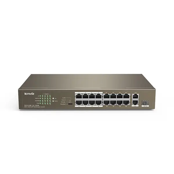 Tenda Tef1118p 16 Port 10/100 Poe 150W 2X10/100/1000  1Sfp Yonetılmez Swıtch