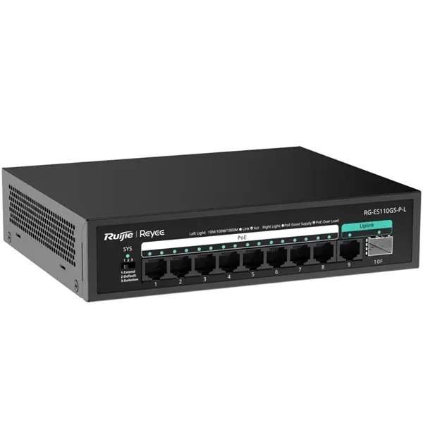 Ruıjıe Reyee Rg-Es110gs-P-L 8 Port 10/100/1000 8 Port Poe 1Xge Uplınk 1 X Sfp 120W Yonetılemez Desktop Swıtch