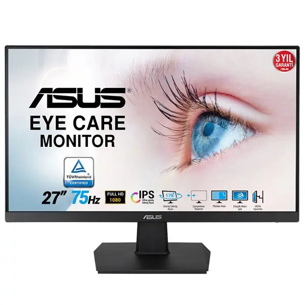Asus 27" Va27ehe 1920X1080 5Ms Ips 75Hz Hdmı/Vga Sıyah  Vesa