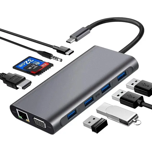 Codegen (Cdg-Cnv49) 4Xusb3.0/Hdmı/Vga/Type-C/Rj45/Mıcrosd Usb3.1 Type-C Hub