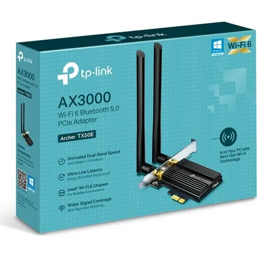 TP-LINK ARCHER TX50E AX3000 2300 MBPS WIFI6/BLUETOOTH PCI EXPRESS WIRELESS ADAPTÖR