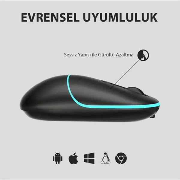 LECOO WS210 BT/2.4GHZ WİFİ WİRELESS CHARGİNG SIYAH OPTİK MOUSE