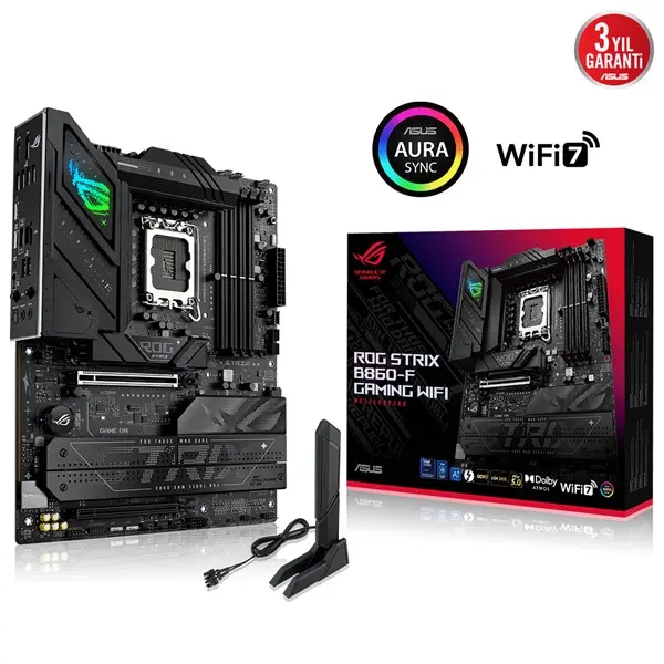 Asus Rog Strıx B860-F Gamıng Wıfı 4X Ddr5 Dp/Hdmı 4X M.2 1X 2.5Glan/Wıfı7/Bt Usb3.2 1851P Anakart