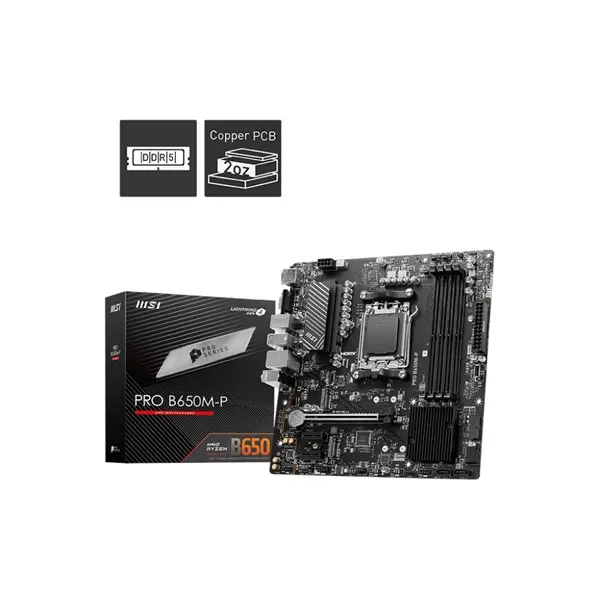 Msı Pro B650m-P Am5 Ddr5 Ses Glan Dp/Hdmı/Vga Sata3 Usb3.2 Matx