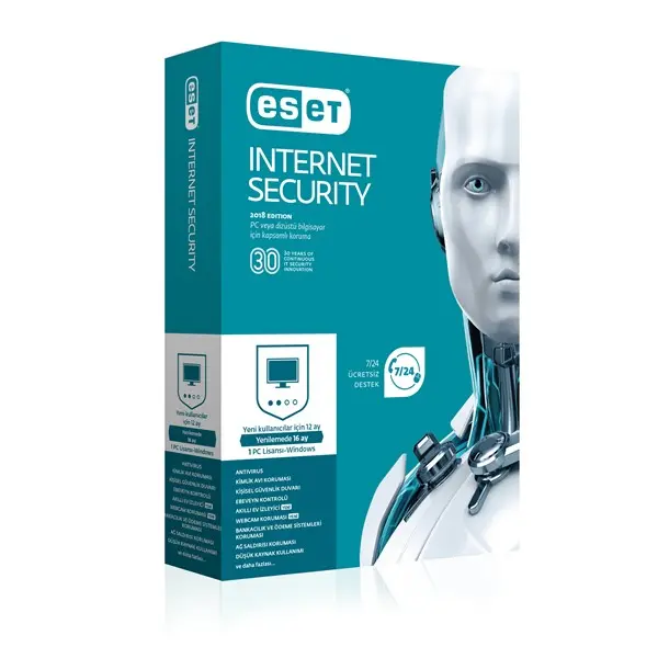 ESET INTERNET SECURITY KUTU 1 KULLANICI 1 YIL